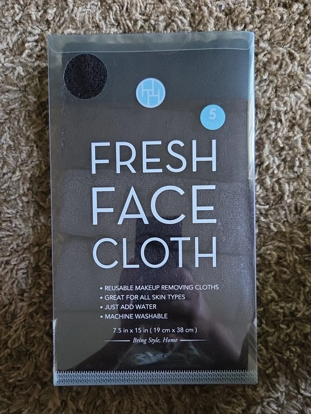 Fresh Face Cloth Reusable Makeup Remover Cloths - Black (5 Pack)